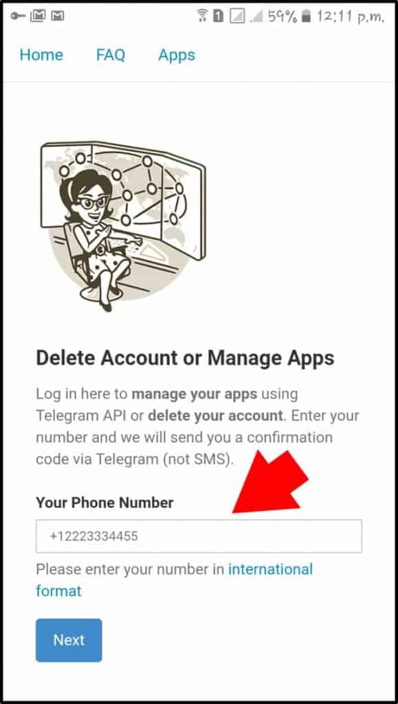 steps to delete telegram account